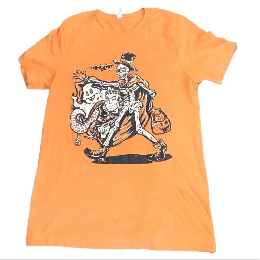 Halloween Monster Cotton T-Shirt in Orange/black - Picture 4 of 4